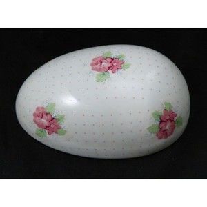 Easter Egg Trinket Box Porcelain Ceramic Pink Flower Design Decoration Vintage